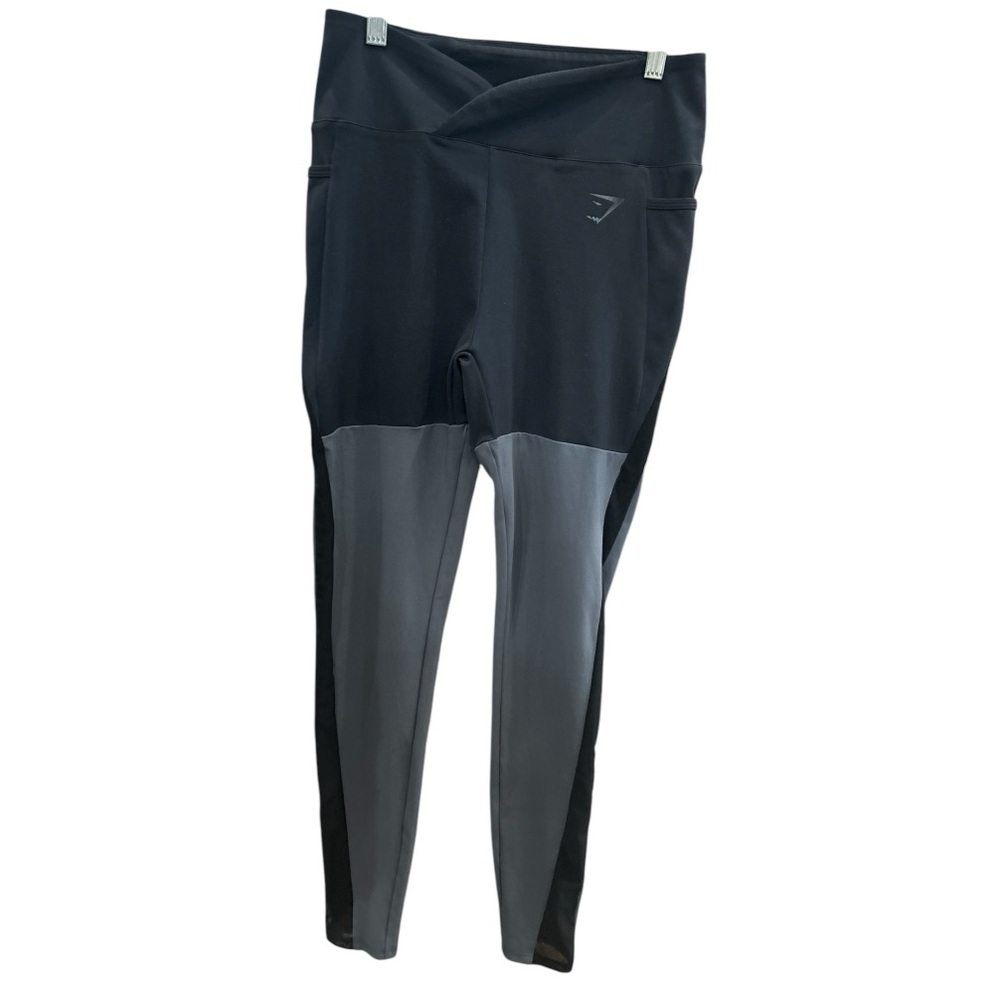 Women’s Gym Shark Leggings Black and Gray with Mesh panels Size Medium